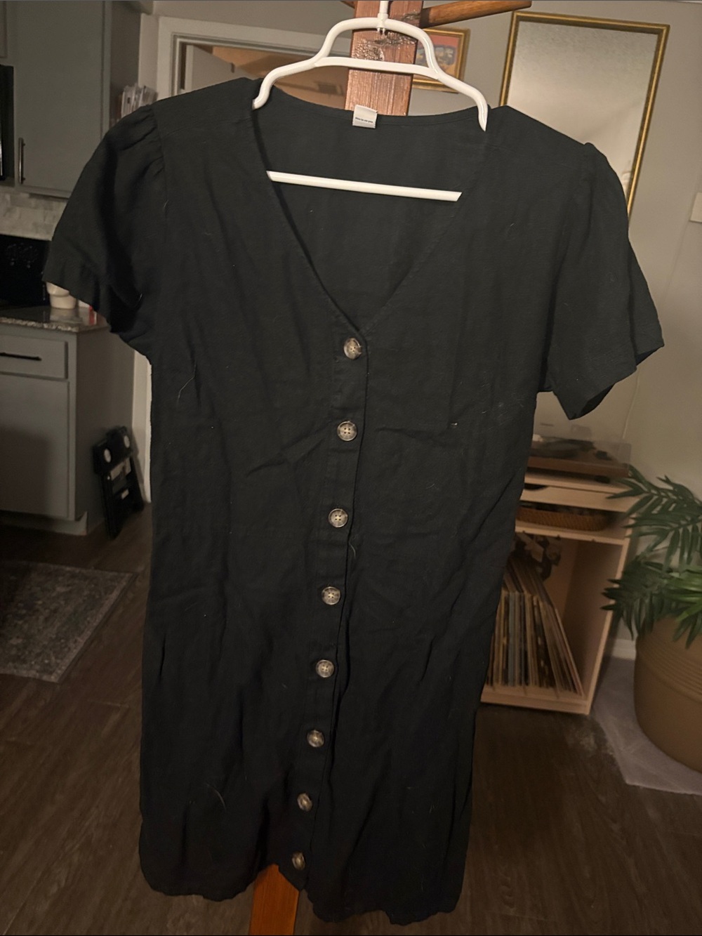 Old Navy Black Button-Front Mini Dress